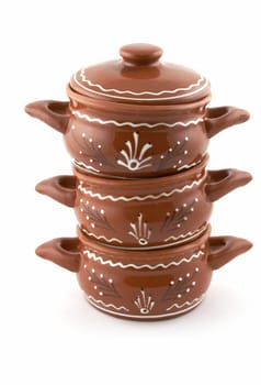 Ceramic kitchen pot, on a white background