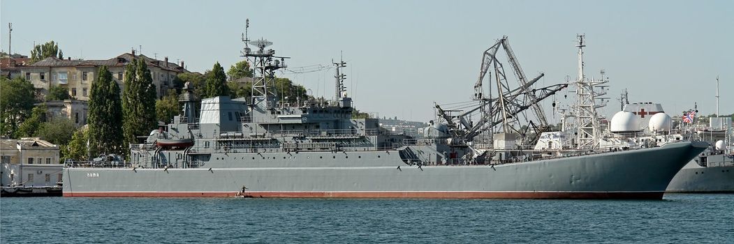 very large warship in the Sevastopol port