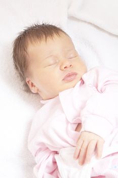 sweet dream newborn baby, portrait of little girl