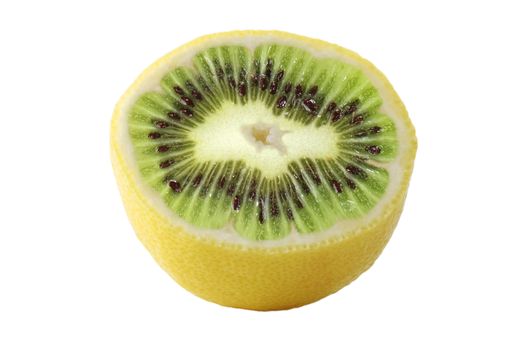 Genetic engineering - lemon with kiwi inside