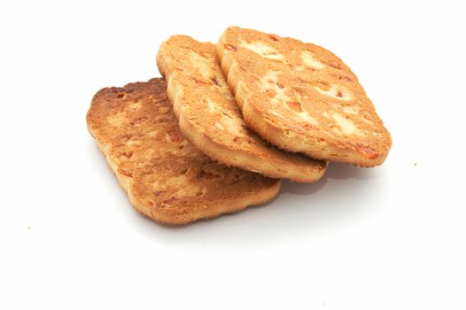 Cookies with candied fruits on a white background