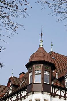 Half timbered house mansion Stahmer in Georgsmarienhütte, Osnabrücker Land, Lower Saxony, Germany.
Georgsmarienhütte, Fachwerkhaus, Villa Stahmer, Niedersachsen, Deutschland.