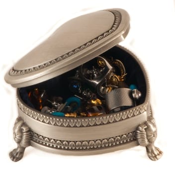 Jewelery box full with 'treasures' made from silver