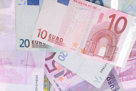 close-up of Euro Money on white...........
