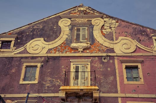 Beautiful old gable Croatia. Image is cross processed and a little film grain added to reflect age.