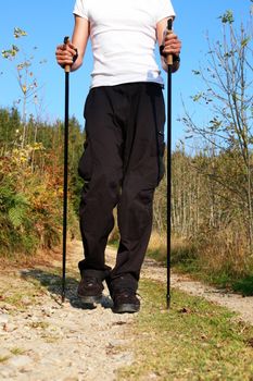 nordic walking at autumn time