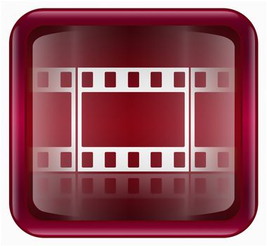 Film icon red, isolated on white background
