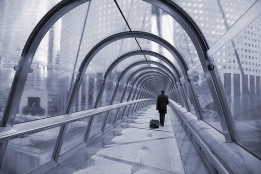 Business man with trolley case on his way to a meeting. 