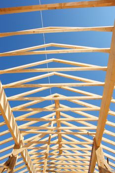 a carcass roof on a building site..