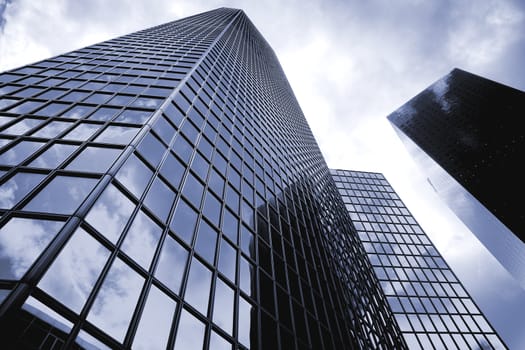 Futuristic corporate office buildings - La Defense, Paris.