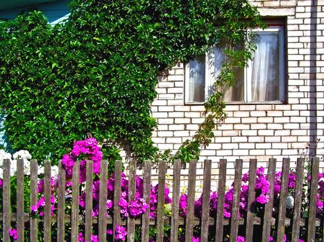 wall of the brick farmhouse