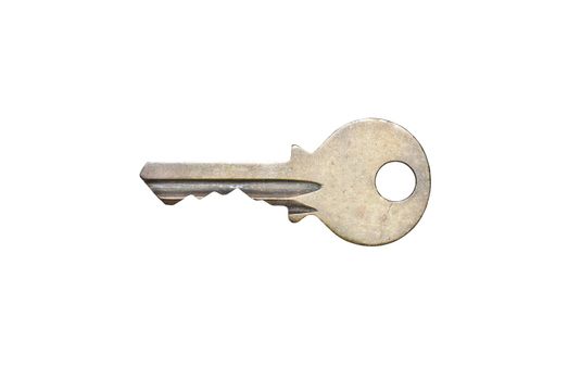 Old rusty key in isolated white background
