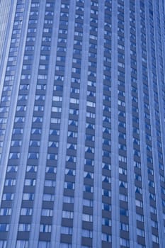 Facade of modern highrise hotel - Paris, France.