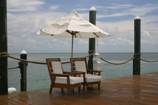 two chairs on dock