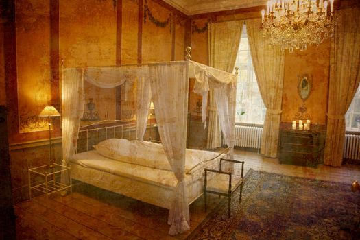 Artistic work of my own in retro style - Bedroom - The Castle of Holckenhavn, Denmark. 1600 ISO and natural lightening from the windows only.