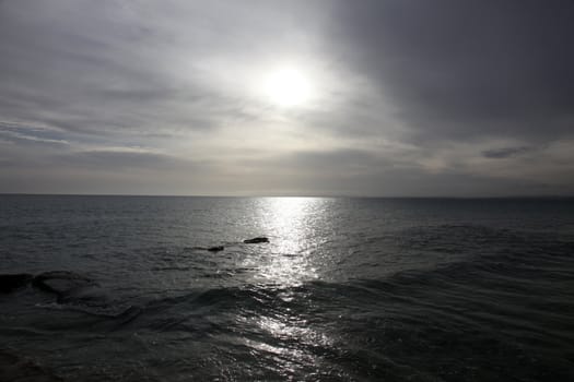 View of sky and sea few minutes before storm.