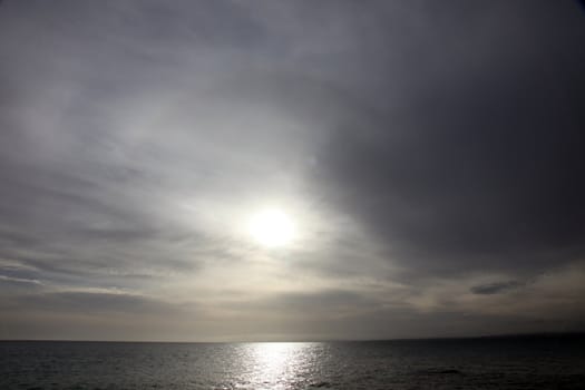 View of sky and sea few minutes before storm.