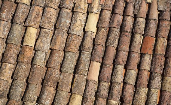 Detail of a roof in Dubrovnik, Croatia seen from the old town wall.