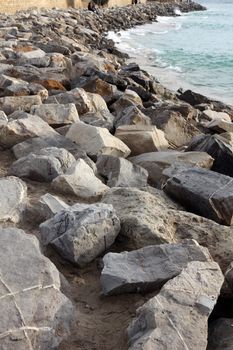 Stone beach in Hammamet, Tunisia