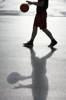 Street basketball just after the rain.