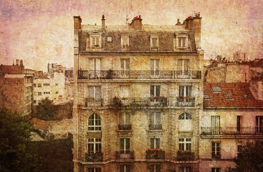 Like an old Japanese print. Several of my photos worked together to make a dreamlike retro look. Dream of Paris.