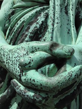 Detail of a copy of an old Greek bronze statue of  Demosthenes 384 - 322 B. C.  