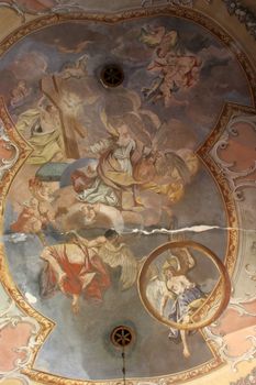 Fresco painting on the ceiling of the church