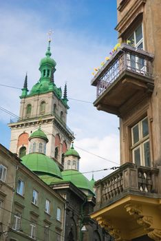 kortnyak`s tower & dominican cathedral in lvov ukraine