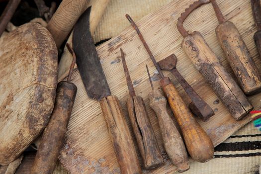 Collection of wooden kitchen utensils