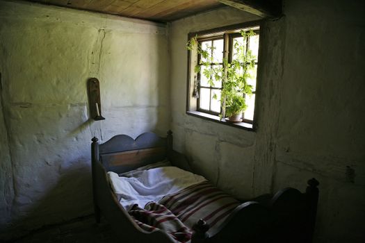 Bedroom in old farmhouse - the Funen Village, Odense, Denmark.