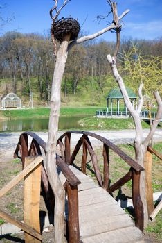 Small and Lovely  Bridge with wooden handrail