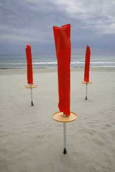 An overcast day with no one at the beach - The Italian Riviera.