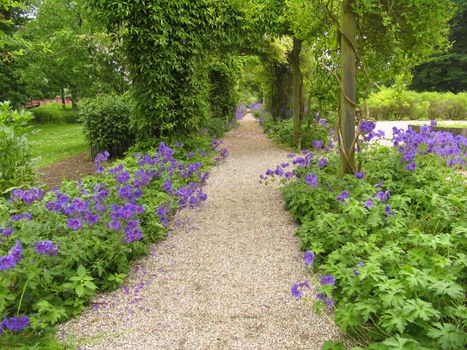 Old Danish garden at summertime.