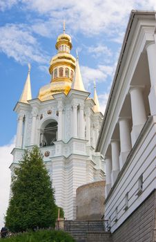 old monastery complex in Kiev over blue sky