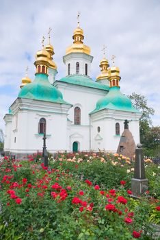 old monastery complex in Kiev over blue sky