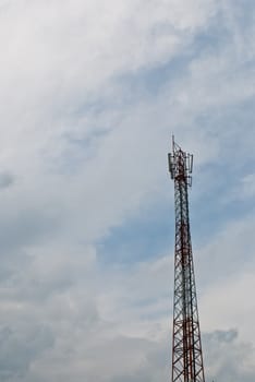 Mobile communication antenna taken on a sunny day
