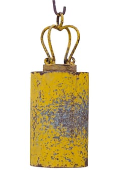 Yellow asian temple bell on white background
