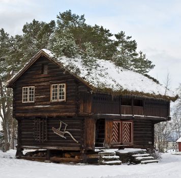 Old wooden "stabbur"; combined storage and living quarters