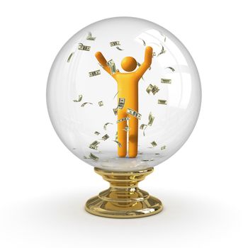 Crystal ball - Dollar rain. clipping path included.