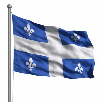 Flag of Quebec. Rendered with fabric texture (visible at 100%).  Clipping path included.