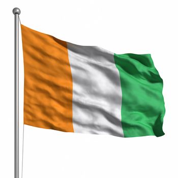 Flag of the Ivory Coast. Rendered with fabric texture (visible at 100%). Clipping path included.