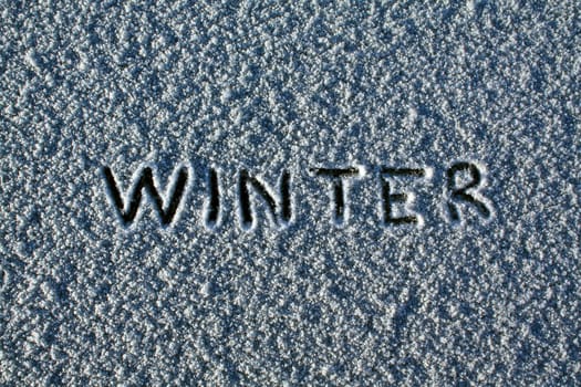 texture of the snow with inscription