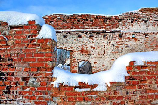 wall of the old brick building