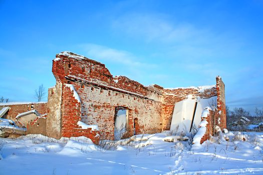 wall of the old brick building