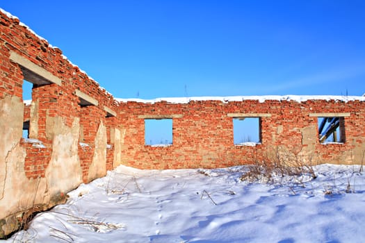 destroyed brick construction