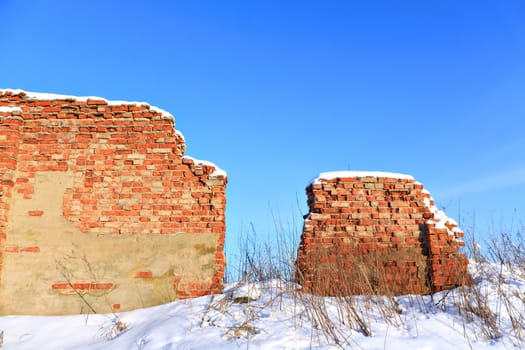 destroyed brick construction