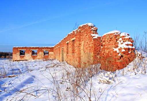 destroyed brick construction
