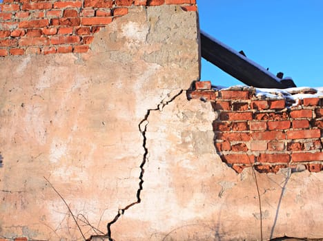destroyed brick construction