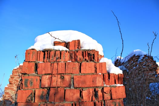 destroyed brick construction