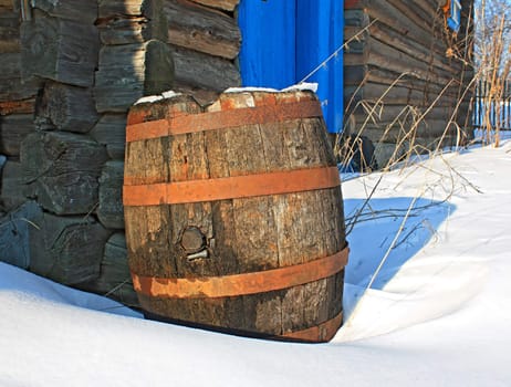 aging wooden barrel